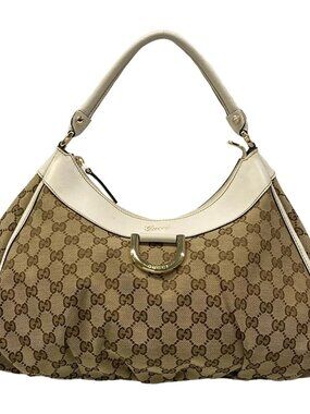 GUCCI Abbey, GG pattern 189833 Dark Brown Beige Cream Jacquard Leather Handbag